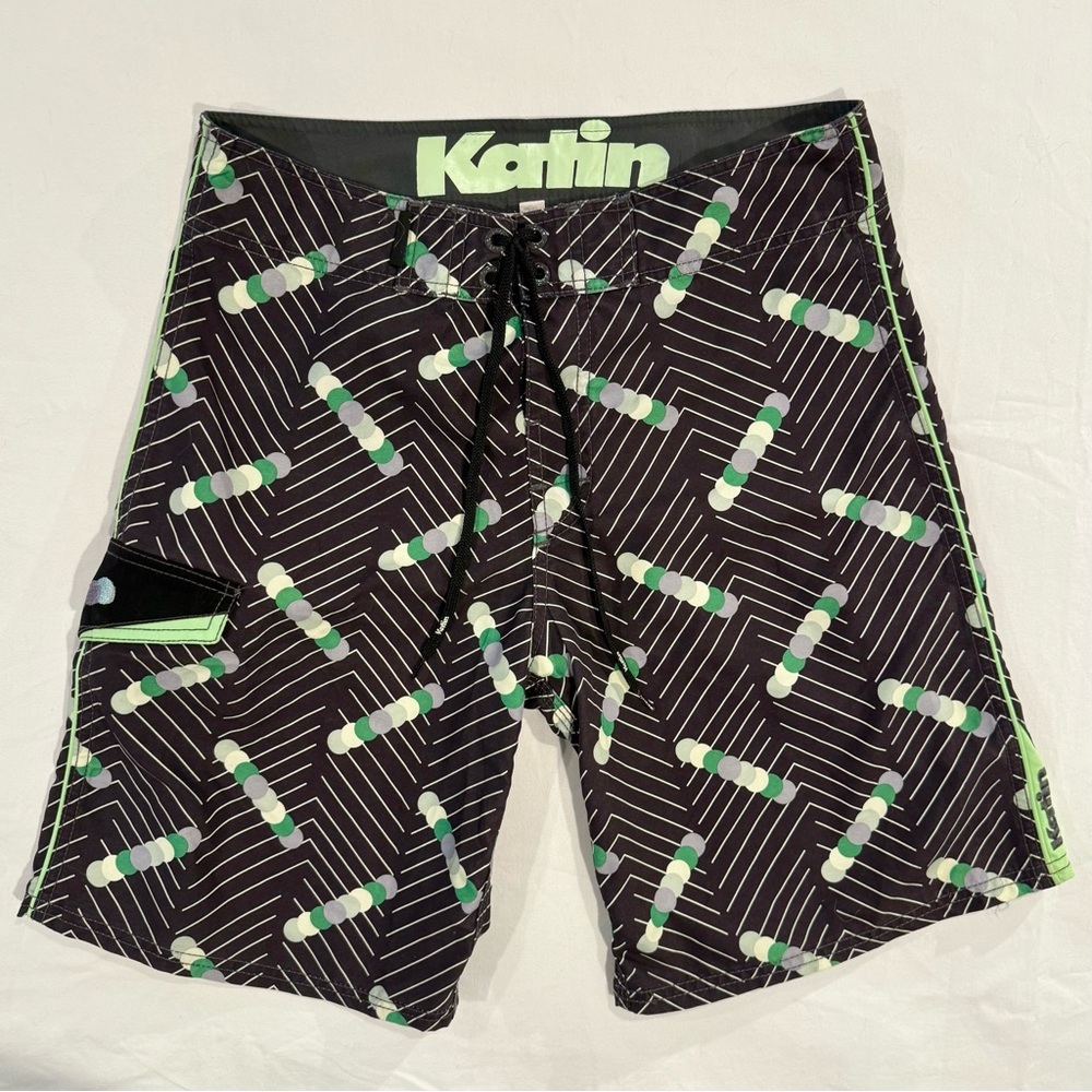 Katin Board Shorts Mens 30 Hybrid Swim Trunks Summer Beach Pool Surf Black Green